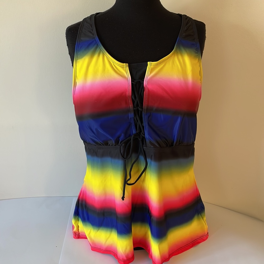 5/$25 Two-Piece Multi Stripe Print Swimsuit size XXL (12)